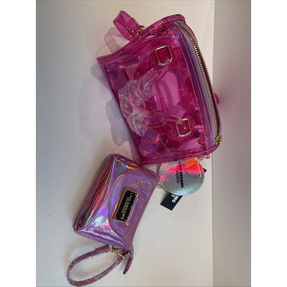 Like Dreams Pink Mini Clear Shoulder Bag Zip Closure Adjustable Strap 90s - Picture 2 of 5